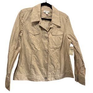 Coldwater Creek Ultralight Crinkle Cropped Jacket Beige Size 14 NEW With Tags